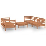 Set mobilier de gradina, 6 piese, maro miere, lemn masiv de pin