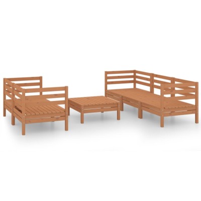 Set mobilier de gradina, 6 piese, maro miere, lemn masiv de pin foto
