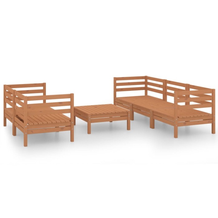 Set mobilier de gradina, 6 piese, maro miere, lemn masiv de pin