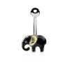 Piercing pentru buric, din o&Aring;&pound;el chirurgical, elefant negru-auriu