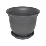 Ghiveci din plastic Calla, cu farfurie, antracit, D 30 cm