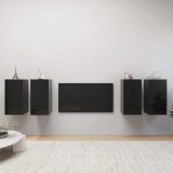 Dulap TV 4 buc negru extralucios, 30,5x30x60 cm, lemn prelucrat