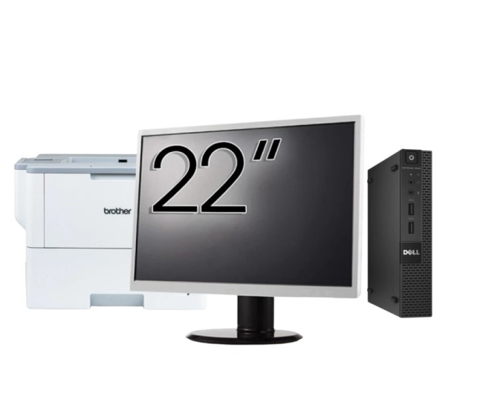Pachet Calculator Second Hand DELL OptiPlex 9020 Mini PC, Intel Core i5-4590T 2.00GHz, 8GB DDR3, 128GB SSD + Monitor 22 Inch + Imprimanta Brother HL-L