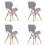 Set 4 scaune stil scandinav, Artool, Lago, piele ecologica, lemn, gri si alb, 47x52x73 cm