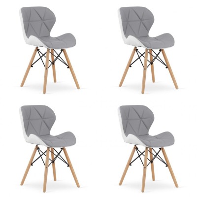 Set 4 scaune stil scandinav, Artool, Lago, piele ecologica, lemn, gri si alb, 47x52x73 cm foto