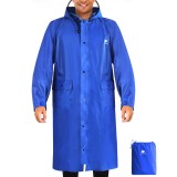 Geacă de ploaie lungă, impermeabilă, cu glugă, pentru drumeții și rucsac, unisex, ambalabilă &ndash; Albastru, o singură mărime