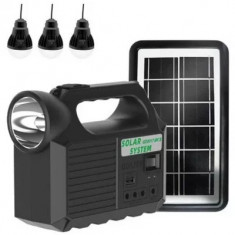 Kit solar GD-8017 portabil cu 3 becuri, 8000mAh, incarcare telefon