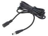 Cablu DC 5,5/2,1 cu mufă și soclu drept 2x0,5mm2 negru