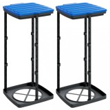Suporturi saci de gunoi, 2 buc., negru si albastru, 60 L, PP
