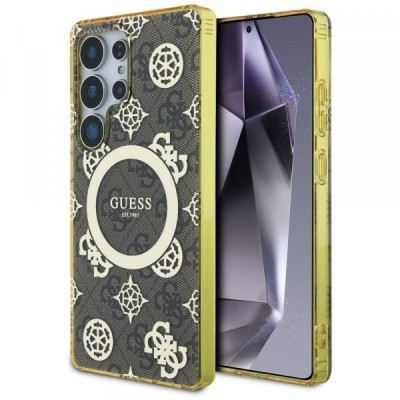 Husa MagSafe pentru Samsung Galaxy S25 Ultra S938, Guess, IML Peony On 4G Background , Maro foto