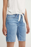 Cumpara ieftin Pepe Jeans pantaloni scurti jeans SLIM SHORT MW femei, neted, medium waist, PL801120MN7