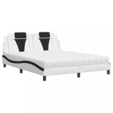 Cumpara ieftin Pat, Viana, cu saltea, alb si negru, 160x200 cm, piele ecologica