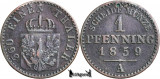 1859 A, 1 Pfenning - Frederic Wilhelm al IV-lea - Regatul Prusiei, Europa