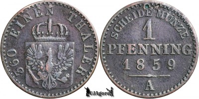 1859 A, 1 Pfenning - Frederic Wilhelm al IV-lea - Regatul Prusiei foto