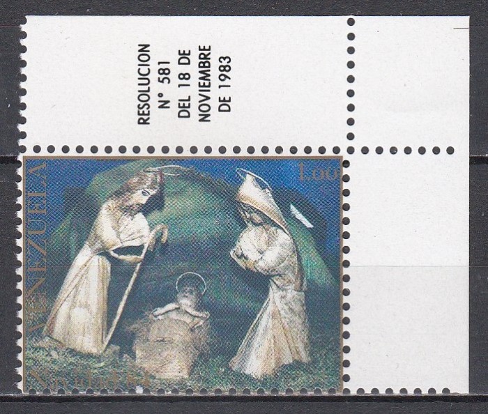 Venezuela 1984 - Pictură - Maria Candelaria de Ramirez - &bdquo;Nașterea Domnului&rdquo;, MNH