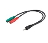 Cablu audio 4 pini jack 3,5mm tata la 2x jack 3,5mm stereo mama, 0,2m Goobay