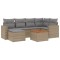 Set canapele de gradina, 7 piese, cu perne, bej, poliratan