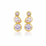 Cumpara ieftin Cercei placati cu aur din inox cu zirconii Trio