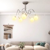 vidaXL Plafonieră cu abajururi rotunde din sticlă, 5 becuri LED G9
