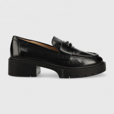 Coach mocasini de piele Leah Loafer Leah femei, culoarea negru, cu platforma CB990