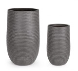 Cumpara ieftin Set 2 ghivece flori fibra lut gri 34x55cm, 47x75 cm