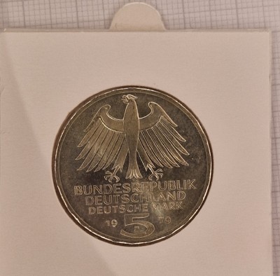 Germany, Germania, 5 MArk 1979, KM#150, argint, foarte buna, comemorativa foto