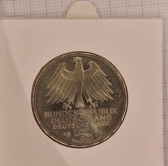 Germany, Germania, 5 MArk 1979, KM#150, argint, foarte buna, comemorativa
