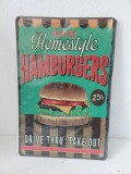 Placa metalica reproducere reclame vechi: Enjoy your Homestyle HAMBURGERS, 20x30cm