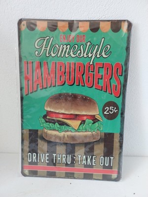 Placa metalica reproducere reclame vechi: Enjoy your Homestyle HAMBURGERS, 20x30cm foto