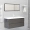 Set mobilier de baie, gri extralucios, lemn prelucrat