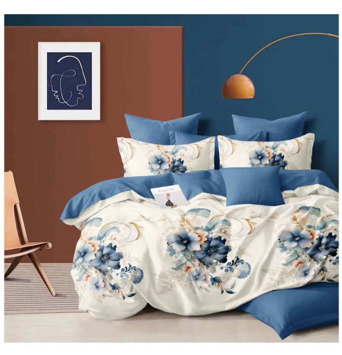 Lenjerie pat dublu,bumbac finet,6 piese,cearceaf normal 220x240cm, cearceaf pilota 200x220cm, 2 fete de perna 50x70, 2 fete de perna 70x70-A1088