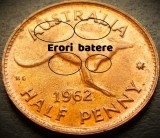 Cumpara ieftin Moneda cu ERORI MAJORE de BATERE HALF PENNY - AUSTRALIA, anul 1962 *cod 5271