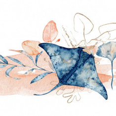 Sticker decorativ Pisica de mare, Albastru, 85 cm, 5889ST