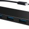 HUB extern LOGILINK, porturi USB: USB 3.0 x 3, USB 3.1 Type C, conectare prin USB 3.2 Type C, cablu 0.1 m, negru, &quot;UA0311&quot; (timbru verde 0.8 lei)