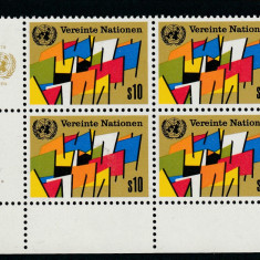 Natiunile Unite Vienna-1979,Simbol UN,bloc de 4,dantelat,MNH,Mi.6