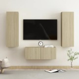 Cumpara ieftin Set de dulapuri TV, 3 piese, stejar sonoma, lemn prelucrat