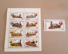 NAGALAND TRENURI -LOCOMOTIVE -CAI FERATE ANIVER. SIR.R.HILL COLITA SI BLOC MNH