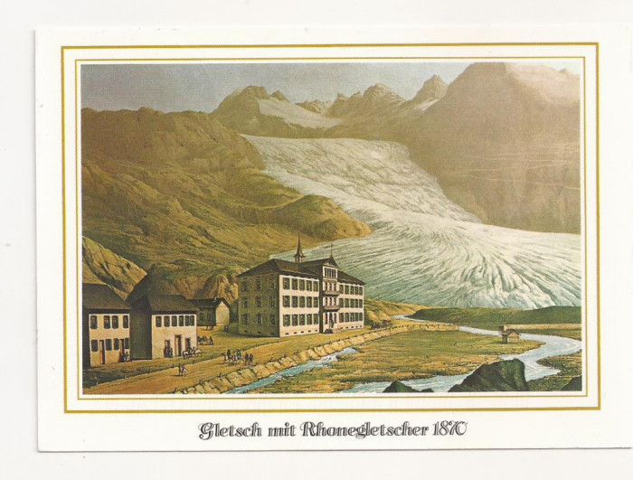 FA25-Carte Postala- ELVETIA - Gletsch mit Rhonegletscher 1870, circulata 2014