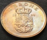 Moneda 1 COROANA / KRONE - NORVEGIA, anul 1962 *cod 1376 = patina frumoasa!