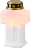 Candela funerara LED MagicHome, forma cruce, alba, 15x9 cm, cu baterii