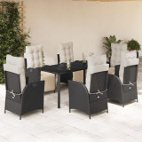 Set mobilier de gradina cu perne, 7 piese, negru, poliratan GartenMobel Dekor, vidaXL