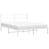 Cumpara ieftin Cadru de pat metalic cu tablie, alb, 160x200 cm