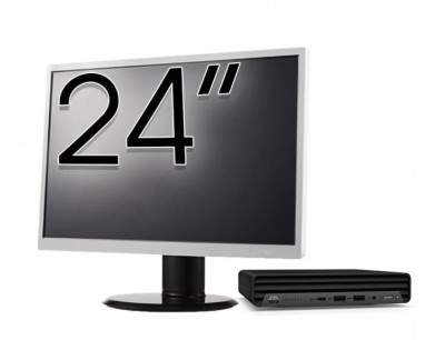 Pachet Calculator Refurbished HP ProDesk 400 G6 Mini, Intel Core i5-10500T 2.30 - 3.80GHz, 8GB DDR4, 256GB SSD + Monitor 24 Inch + Windows 10 Pro NewT foto