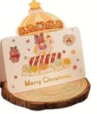 Mini felicitare moderna de Craciun , pliabila, cu elemente aurii si carton texturat premium