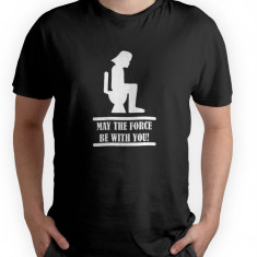 Tricou personalizat barbat "MAY THE FORCE BE WITH YOU", Negru, Bumbac, Marime XL