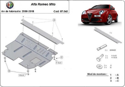 Scut motor metalic Alfa Romeo Mito 2008-2018 foto