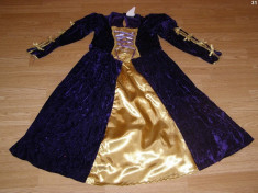 costum carnaval serbare rochie medievala contesa pentru copii de 7-8 ani foto