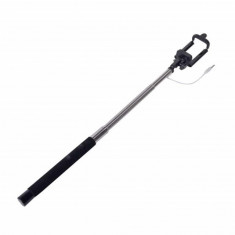 Selfie stick extensibil 108 cm, cablu audio Jack 3.5 mm, culoare negru/argintiu, Pufo foto