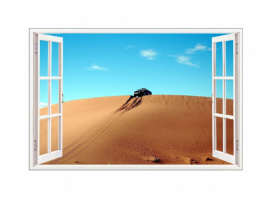 Sticker decorativ, Fereastra 3D, Dune de nisip, 85 cm, 622STK foto