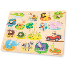 Puzzle New Classic Toys din Lemn Safari 17 piese foto